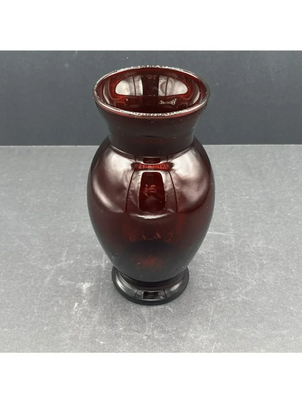 Anchor Hocking Ruby Red Glass Bud Vase Flared Rim Hand Blown 6.5
